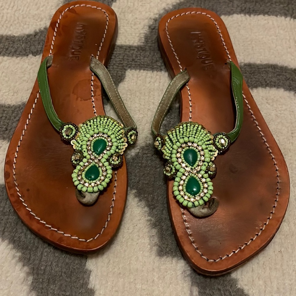 Gorgeous Beaded and Rhinestone Embellished Thong Sandals by Mystique 7